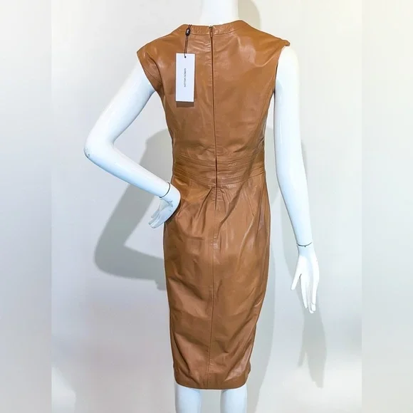 NWT KAREN MILLEN Leather Snaffle Trim Pocket Dress Size: 2 - Picture 7 of 8